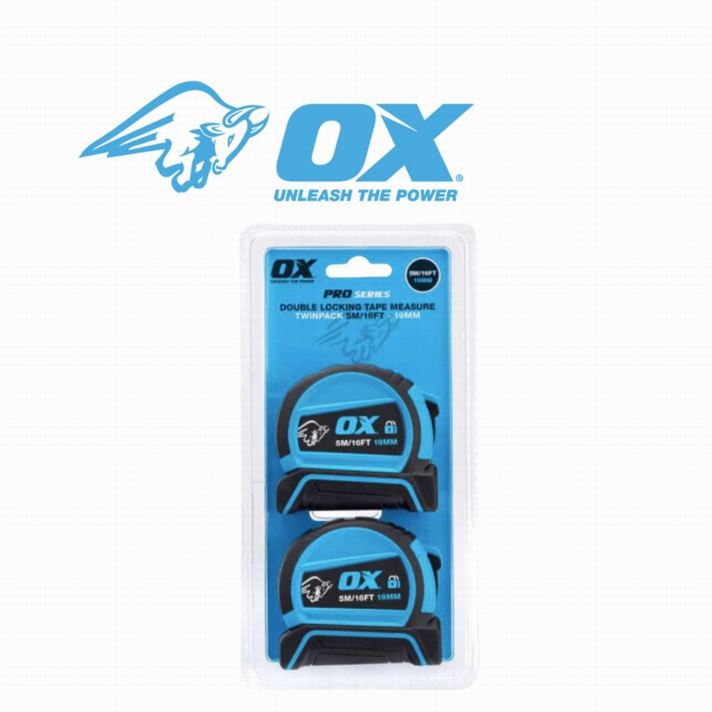 Ox Pro 5m/16ft Pro Dual Auto Lock Tape Twinpack